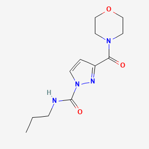 molecular formula C12H18N4O3 B3913389 3-(4-morpholinylcarbonyl)-N-propyl-1H-pyrazole-1-carboxamide 