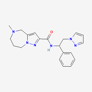 molecular formula C20H24N6O B3913464 5-methyl-N-[1-phenyl-2-(1H-pyrazol-1-yl)ethyl]-5,6,7,8-tetrahydro-4H-pyrazolo[1,5-a][1,4]diazepine-2-carboxamide 