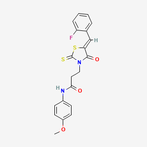 3-[5-(2-fluorobenzylidene)-4-oxo-2-thioxo-1,3-thiazolidin-3-yl]-N-(4-methoxyphenyl)propanamide