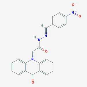 molecular formula C22H16N4O4 B391356 N'-{4-nitrobenzylidene}-2-(9-oxo-10(9H)-acridinyl)acetohydrazide 
