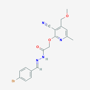 molecular formula C18H17BrN4O3 B391358 N'-(4-bromobenzylidene)-2-{[3-cyano-4-(methoxymethyl)-6-methyl-2-pyridinyl]oxy}acetohydrazide 