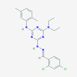 2,4-Dichlorobenzaldehyde [4-(diethylamino)-6-(2,5-dimethylanilino)-1,3,5-triazin-2-yl]hydrazone