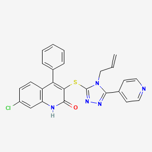 molecular formula C25H18ClN5OS B3913610 3-{[4-allyl-5-(4-pyridinyl)-4H-1,2,4-triazol-3-yl]thio}-7-chloro-4-phenyl-2-quinolinol 