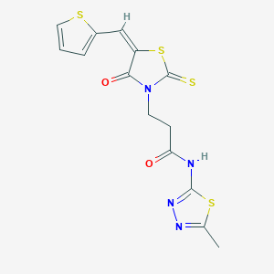 molecular formula C14H12N4O2S4 B3913629 N-(5-methyl-1,3,4-thiadiazol-2-yl)-3-[4-oxo-5-(2-thienylmethylene)-2-thioxo-1,3-thiazolidin-3-yl]propanamide 