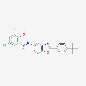 molecular formula C24H20ClIN2O2 B391365 2-({[2-(4-Tert-butylphenyl)-1,3-benzoxazol-5-yl]imino}methyl)-4-chloro-6-iodophenol 