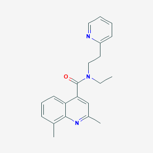 molecular formula C21H23N3O B3913658 N-ethyl-2,8-dimethyl-N-(2-pyridin-2-ylethyl)quinoline-4-carboxamide 