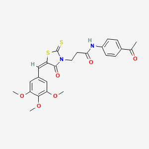 N-(4-acetylphenyl)-3-[(5E)-4-oxo-2-sulfanylidene-5-[(3,4,5-trimethoxyphenyl)methylidene]-1,3-thiazolidin-3-yl]propanamide