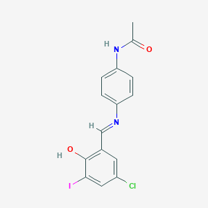 molecular formula C15H12ClIN2O2 B391372 N-{4-[(5-chloro-2-hydroxy-3-iodobenzylidene)amino]phenyl}acetamide 