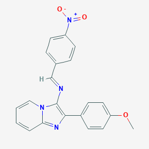 molecular formula C21H16N4O3 B391373 3-({4-Nitrobenzylidene}amino)-2-(4-methoxyphenyl)imidazo[1,2-a]pyridine 