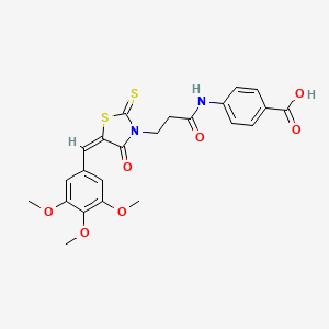 molecular formula C23H22N2O7S2 B3913736 4-({3-[4-oxo-2-thioxo-5-(3,4,5-trimethoxybenzylidene)-1,3-thiazolidin-3-yl]propanoyl}amino)benzoic acid 