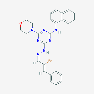 2-Bromo-3-phenylacrylaldehyde [4-(4-morpholinyl)-6-(1-naphthylamino)-1,3,5-triazin-2-yl]hydrazone