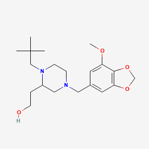 molecular formula C20H32N2O4 B3913750 2-{1-(2,2-dimethylpropyl)-4-[(7-methoxy-1,3-benzodioxol-5-yl)methyl]-2-piperazinyl}ethanol 