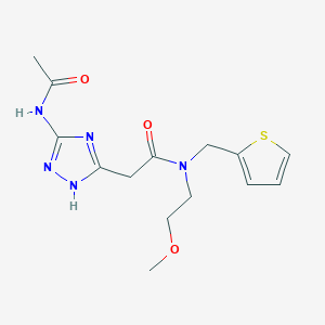 molecular formula C14H19N5O3S B3913755 2-[5-(acetylamino)-1H-1,2,4-triazol-3-yl]-N-(2-methoxyethyl)-N-(2-thienylmethyl)acetamide 