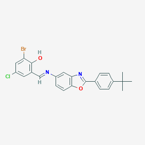 molecular formula C24H20BrClN2O2 B391376 2-Bromo-6-({[2-(4-tert-butylphenyl)-1,3-benzoxazol-5-yl]imino}methyl)-4-chlorophenol 