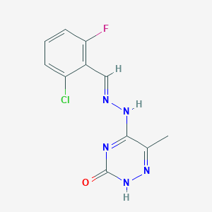 5-[(2E)-2-[(2-CHLORO-6-FLUOROPHENYL)METHYLIDENE]HYDRAZIN-1-YL]-6-METHYL-2,3-DIHYDRO-1,2,4-TRIAZIN-3-ONE