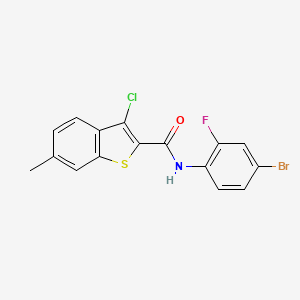 molecular formula C16H10BrClFNOS B3913821 N-(4-bromo-2-fluorophenyl)-3-chloro-6-methyl-1-benzothiophene-2-carboxamide 