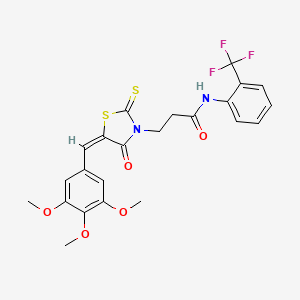 3-[4-oxo-2-thioxo-5-(3,4,5-trimethoxybenzylidene)-1,3-thiazolidin-3-yl]-N-[2-(trifluoromethyl)phenyl]propanamide