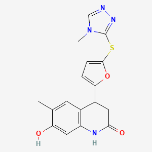 molecular formula C17H16N4O3S B3913899 7-hydroxy-6-methyl-4-{5-[(4-methyl-4H-1,2,4-triazol-3-yl)thio]-2-furyl}-3,4-dihydroquinolin-2(1H)-one 