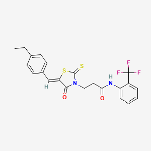 molecular formula C22H19F3N2O2S2 B3913940 3-[5-(4-ethylbenzylidene)-4-oxo-2-thioxo-1,3-thiazolidin-3-yl]-N-[2-(trifluoromethyl)phenyl]propanamide 