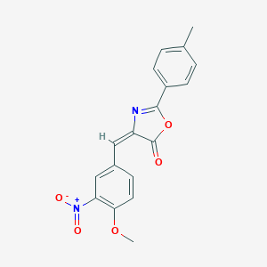 molecular formula C18H14N2O5 B391396 4-{3-nitro-4-methoxybenzylidene}-2-(4-methylphenyl)-1,3-oxazol-5(4H)-one 