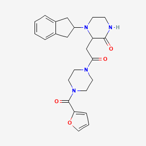 4-(2,3-dihydro-1H-inden-2-yl)-3-{2-[4-(2-furoyl)-1-piperazinyl]-2-oxoethyl}-2-piperazinone