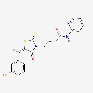 molecular formula C19H16BrN3O2S2 B3913978 4-[(5E)-5-[(3-bromophenyl)methylidene]-4-oxo-2-sulfanylidene-1,3-thiazolidin-3-yl]-N-pyridin-2-ylbutanamide 