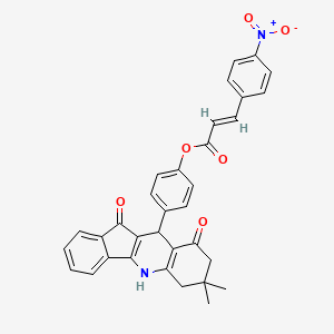 4-{7,7-DIMETHYL-9,11-DIOXO-5H,6H,7H,8H,9H,10H,11H-INDENO[1,2-B]QUINOLIN-10-YL}PHENYL (2E)-3-(4-NITROPHENYL)PROP-2-ENOATE