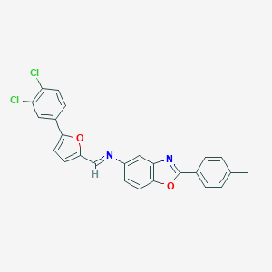 molecular formula C25H16Cl2N2O2 B391399 N-{[5-(3,4-dichlorophenyl)-2-furyl]methylene}-N-[2-(4-methylphenyl)-1,3-benzoxazol-5-yl]amine 