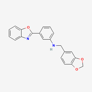 molecular formula C21H16N2O3 B3914007 (1,3-benzodioxol-5-ylmethyl)[3-(1,3-benzoxazol-2-yl)phenyl]amine 