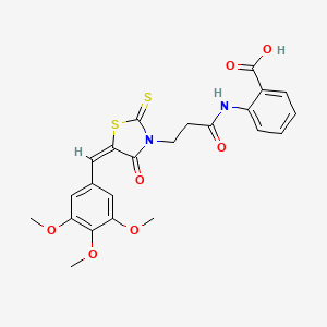 molecular formula C23H22N2O7S2 B3914072 2-({3-[4-oxo-2-thioxo-5-(3,4,5-trimethoxybenzylidene)-1,3-thiazolidin-3-yl]propanoyl}amino)benzoic acid 