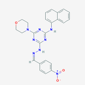 molecular formula C24H22N8O3 B391408 4-Nitrobenzaldehyde [4-(4-morpholinyl)-6-(1-naphthylamino)-1,3,5-triazin-2-yl]hydrazone 