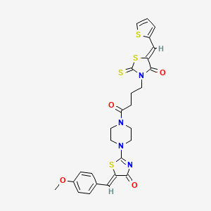 molecular formula C27H26N4O4S4 B3914103 5-(4-methoxybenzylidene)-2-(4-{4-[4-oxo-5-(2-thienylmethylene)-2-thioxo-1,3-thiazolidin-3-yl]butanoyl}-1-piperazinyl)-1,3-thiazol-4(5H)-one 