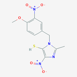 molecular formula C12H12N4O5S B391411 4-nitro-1-{3-nitro-4-methoxybenzyl}-2-methyl-5-sulfanyl-1H-imidazole CAS No. 77952-71-7