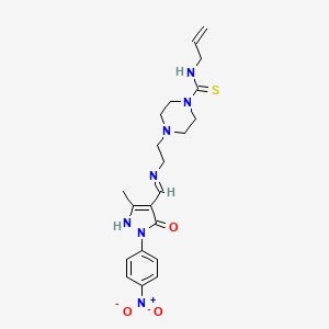 N-allyl-4-[2-({[3-methyl-1-(4-nitrophenyl)-5-oxo-1,5-dihydro-4H-pyrazol-4-ylidene]methyl}amino)ethyl]-1-piperazinecarbothioamide