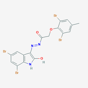 molecular formula C17H11Br4N3O3 B391427 2-(2,6-dibromo-4-methylphenoxy)-N'-(5,7-dibromo-2-oxo-1,2-dihydro-3H-indol-3-ylidene)acetohydrazide 