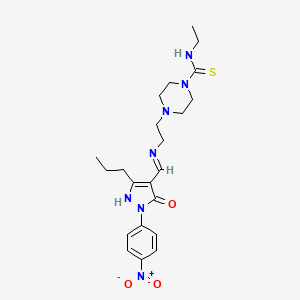 N-ethyl-4-[2-({[1-(4-nitrophenyl)-5-oxo-3-propyl-1,5-dihydro-4H-pyrazol-4-ylidene]methyl}amino)ethyl]-1-piperazinecarbothioamide