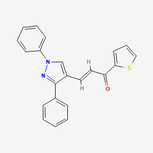 molecular formula C22H16N2OS B3914289 3-(1,3-diphenyl-1H-pyrazol-4-yl)-1-(2-thienyl)-2-propen-1-one 