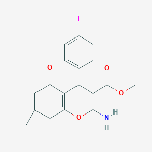 molecular formula C19H20INO4 B391433 methyl 2-amino-4-(4-iodophenyl)-7,7-dimethyl-5-oxo-5,6,7,8-tetrahydro-4H-chromene-3-carboxylate 