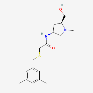 2-[(3,5-dimethylbenzyl)thio]-N-[(3R,5S)-5-(hydroxymethyl)-1-methylpyrrolidin-3-yl]acetamide