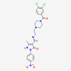 molecular formula C24H24Cl2N6O4 B3914397 4-[({2-[4-(3,4-dichlorobenzoyl)-1-piperazinyl]ethyl}amino)methylene]-5-methyl-2-(4-nitrophenyl)-2,4-dihydro-3H-pyrazol-3-one 