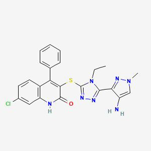 3-[[5-(4-amino-1-methylpyrazol-3-yl)-4-ethyl-1,2,4-triazol-3-yl]sulfanyl]-7-chloro-4-phenyl-1H-quinolin-2-one