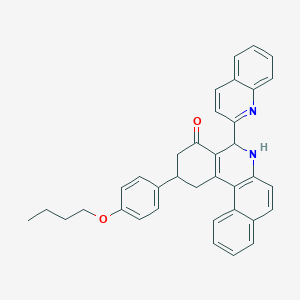 molecular formula C36H32N2O2 B391446 2-(4-butoxyphenyl)-5-(2-quinolinyl)-2,3,5,6-tetrahydrobenzo[a]phenanthridin-4(1H)-one 