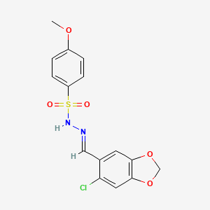 molecular formula C15H13ClN2O5S B3914465 N'-[(6-chloro-1,3-benzodioxol-5-yl)methylene]-4-methoxybenzenesulfonohydrazide 