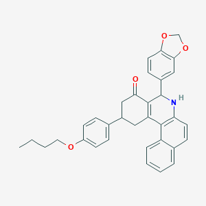 molecular formula C34H31NO4 B391447 5-(1,3-benzodioxol-5-yl)-2-(4-butoxyphenyl)-2,3,5,6-tetrahydrobenzo[a]phenanthridin-4(1H)-one 