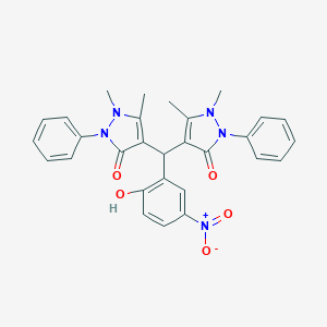 4-((1,5-dimethyl-3-oxo-2-phenyl-2,3-dihydro-1H-pyrazol-4-yl){2-hydroxy-5-nitrophenyl}methyl)-1,5-dimethyl-2-phenyl-1,2-dihydro-3H-pyrazol-3-one