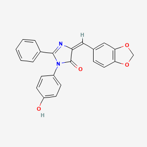 5-(1,3-benzodioxol-5-ylmethylene)-3-(4-hydroxyphenyl)-2-phenyl-3,5-dihydro-4H-imidazol-4-one