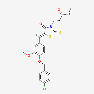 molecular formula C22H20ClNO5S2 B3914685 methyl 3-(5-{4-[(4-chlorobenzyl)oxy]-3-methoxybenzylidene}-4-oxo-2-thioxo-1,3-thiazolidin-3-yl)propanoate 