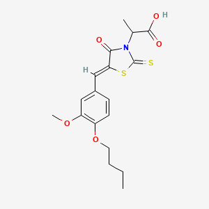 2-[(5Z)-5-[(4-butoxy-3-methoxyphenyl)methylidene]-4-oxo-2-sulfanylidene-1,3-thiazolidin-3-yl]propanoic acid