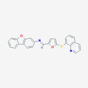 N-dibenzo[b,d]furan-3-yl-N-{[5-(8-quinolinylsulfanyl)-2-furyl]methylene}amine