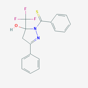 molecular formula C17H13F3N2OS B391478 3-Phenyl-1-(phenylthioxomethyl)-5-(trifluoromethyl)-2-pyrazolin-5-ol 